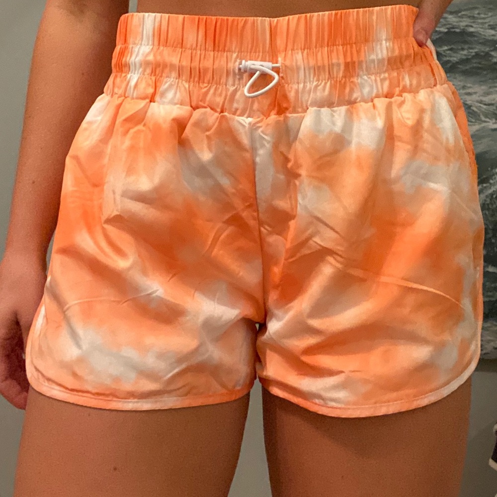 Forever 21 orange & white tie dye athletic shorts